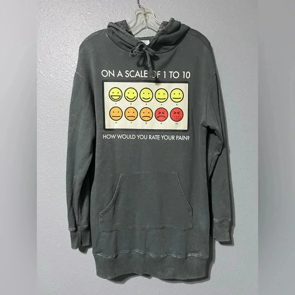 Adult Unisex Walt Disney World Hoodie Emoji Smiley Face Size LG gray/Distressed - Picture 1 of 6